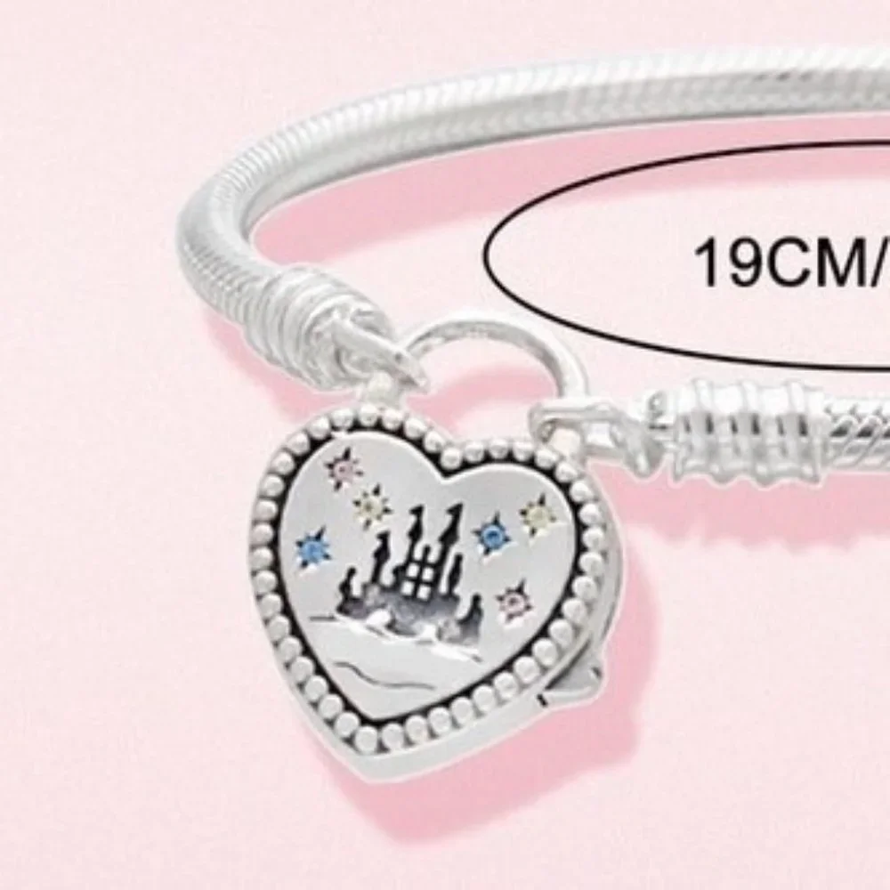 Sterling Silver Magic Kingdom Cinderella Castle Snake Chain Bracelet - Picture 4 of 4